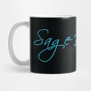 Sage's Tower Blue Script Coffee Mug